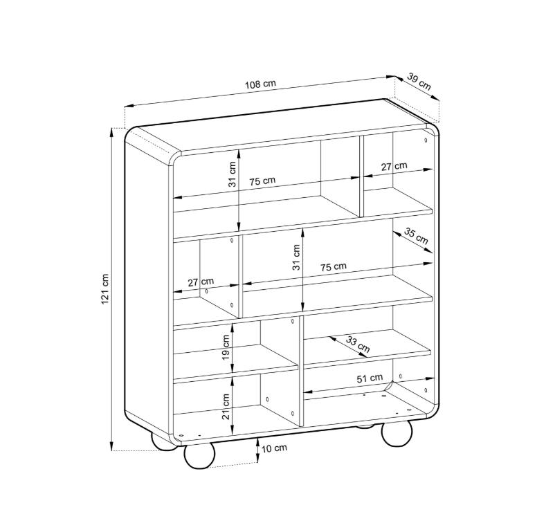 Libreria 2 ante cashmere Yuma 108x121 cm