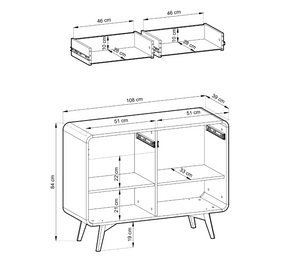 Madia 2 ante 2 cassetti Helen 108x84 cm