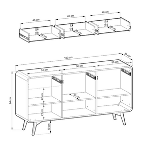 Madia 3 ante 3 cassetti Helen 160x84 cm
