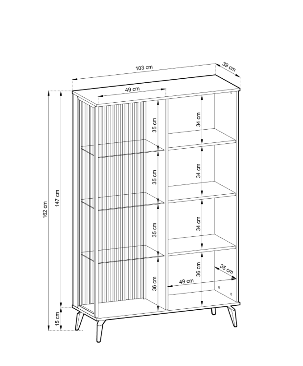 Vetrina 2 ante cashmere/noce Vika 103x147 cm
