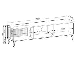 Mobile TV 3 ante cashmere/noce Vika 180x50 cm