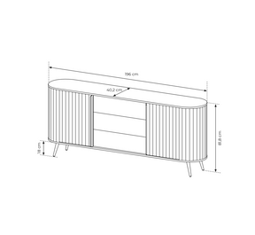 Madia 2 ante 3 cassetti con piede in metallo Lovy 196x81 cm