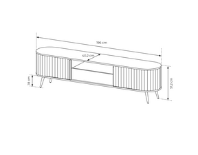 Mobile TV 2 ante 1 cassetto con piede in metallo Lovy 196x51 cm