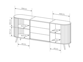 Madia 2 ante 3 cassetti con piede in metallo Lovy 196x81 cm