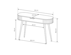 Consolle 1 cassetto con piede in metallo Lovy 120x80 cm