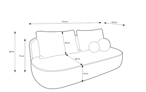 Divano in tessuto bouclé beige con contenitore Mya 212x75/88 cm