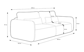 Divano in tessuto testurizzato beige Ewa 238x87 cm