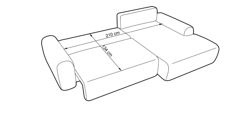 Divano angolare in velluto Nubia 264x85 cm