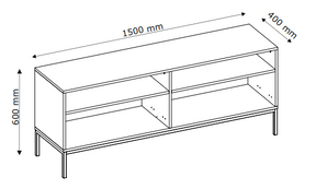 Mobile TV 2 cassetti con gamba in metallo Oslo 150x60 cm