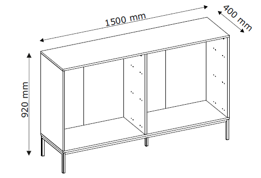 Cassettiera 6 cassetti con gamba in metallo Oslo 150x92 cm