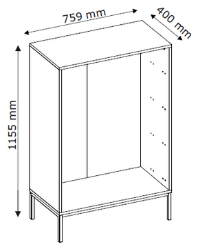 Cassettiera 4 cassetti con gamba in metallo nero Alma 75x115 cm