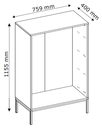 Cassettiera 4 cassetti con gamba in metallo nero Alma 75x115 cm