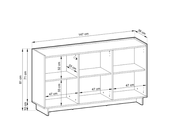 Madia 3 ante rovere Yako 147x82 cm