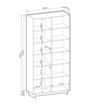 Libreria 2 ante rovere Yako 98x201 cm