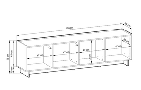 Mobile TV 4 ante rovere Yako 195x55 cm