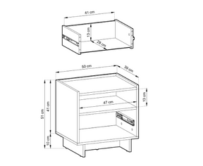 Comodino 1 cassetto rovere Yako 50x51 cm