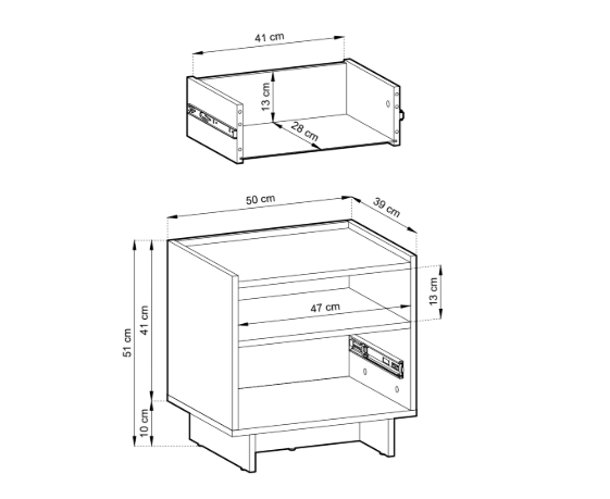Comodino 1 cassetto rovere Yako 50x51 cm
