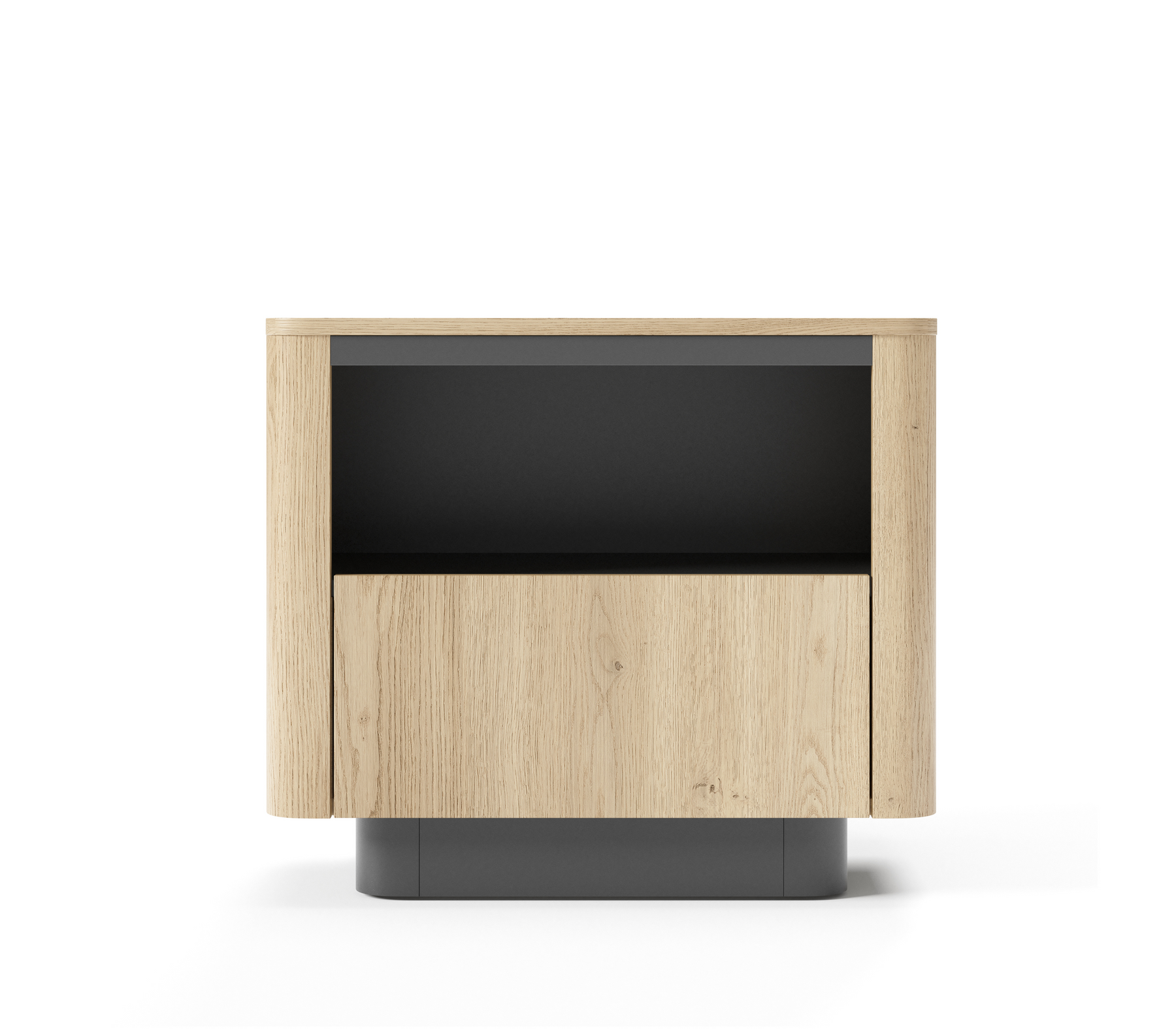 Comodino 1 cassetto rovere/nero Libra 63x50 cm
