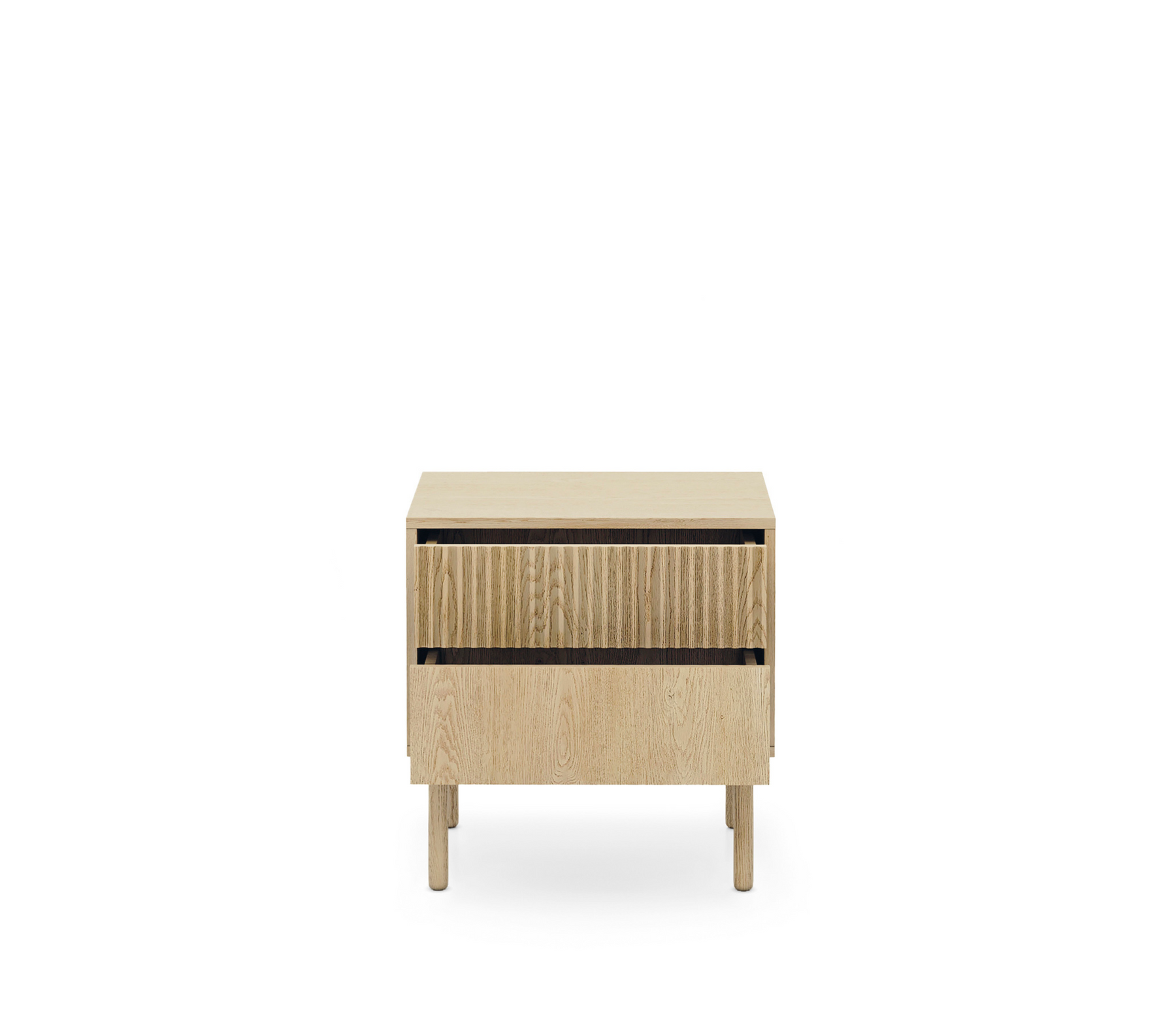 Comodino 2 cassetti con piede in legno Aries 53x55 cm