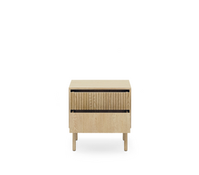 Comodino 2 cassetti con piede in legno Aries 53x55 cm