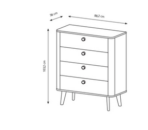 Cassettiera 4 cassetti rovere Arlo 88x103 cm