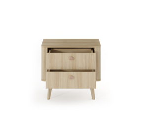 Comodino 2 cassetti rovere Arlo 63x57 cm