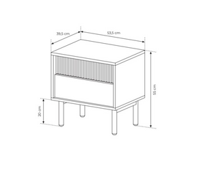Comodino 2 cassetti con piede in legno Aries 53x55 cm
