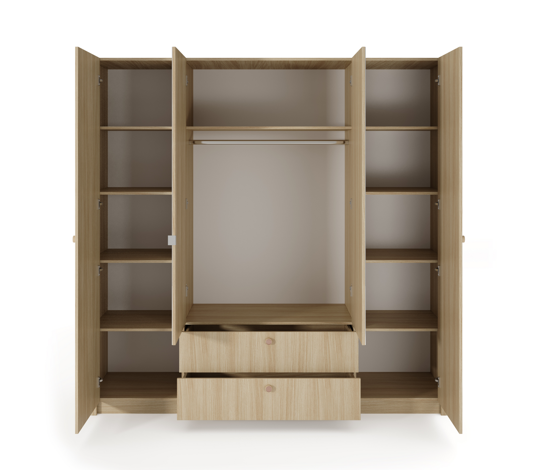 Armadio 4 ante 2 cassetti rovere Arlo 213x208 cm