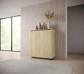Credenza 2 ante rovere/nero Libra 113x133 cm