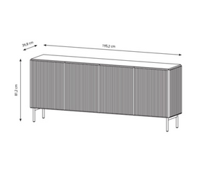 Madia 4 ante con piede in metallo Neva 195x81 cm
