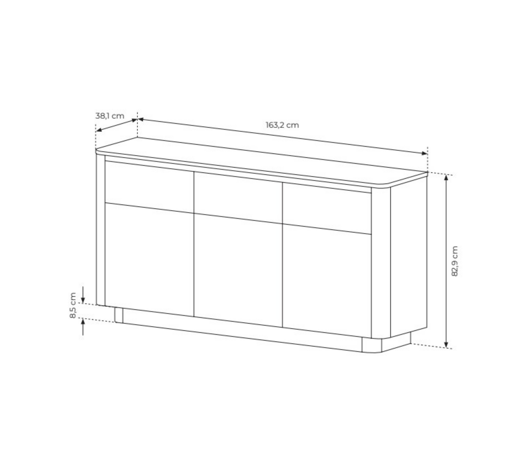 Madia 3 ante 3 cassetti rovere/nero Libra 163x82 cm