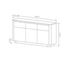 Madia 3 ante 3 cassetti rovere/nero Libra 163x82 cm