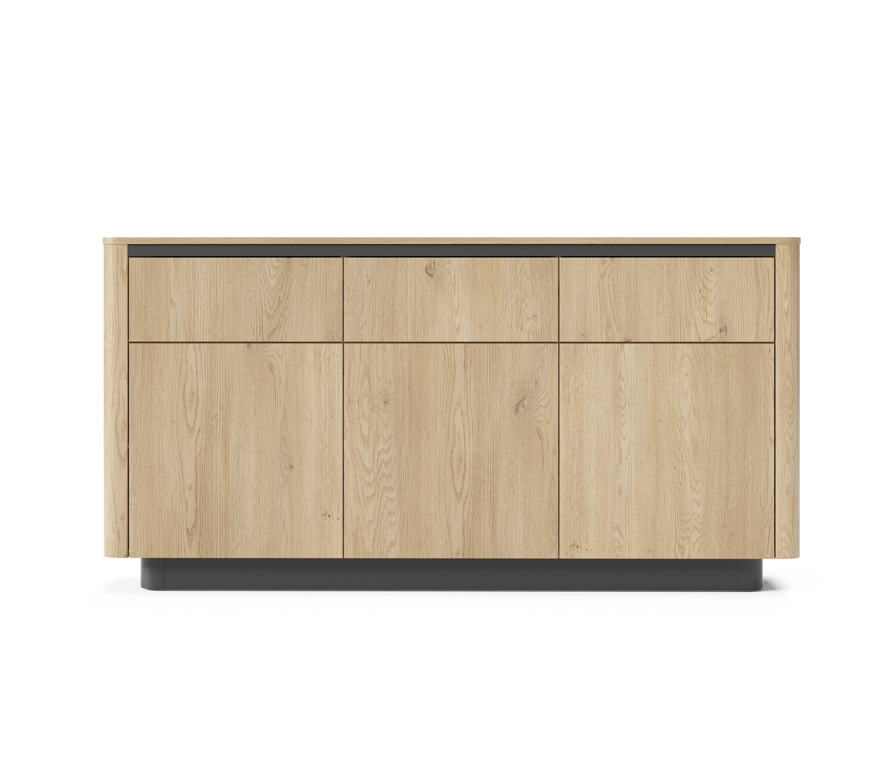 Madia 3 ante 3 cassetti rovere/nero Libra 163x82 cm