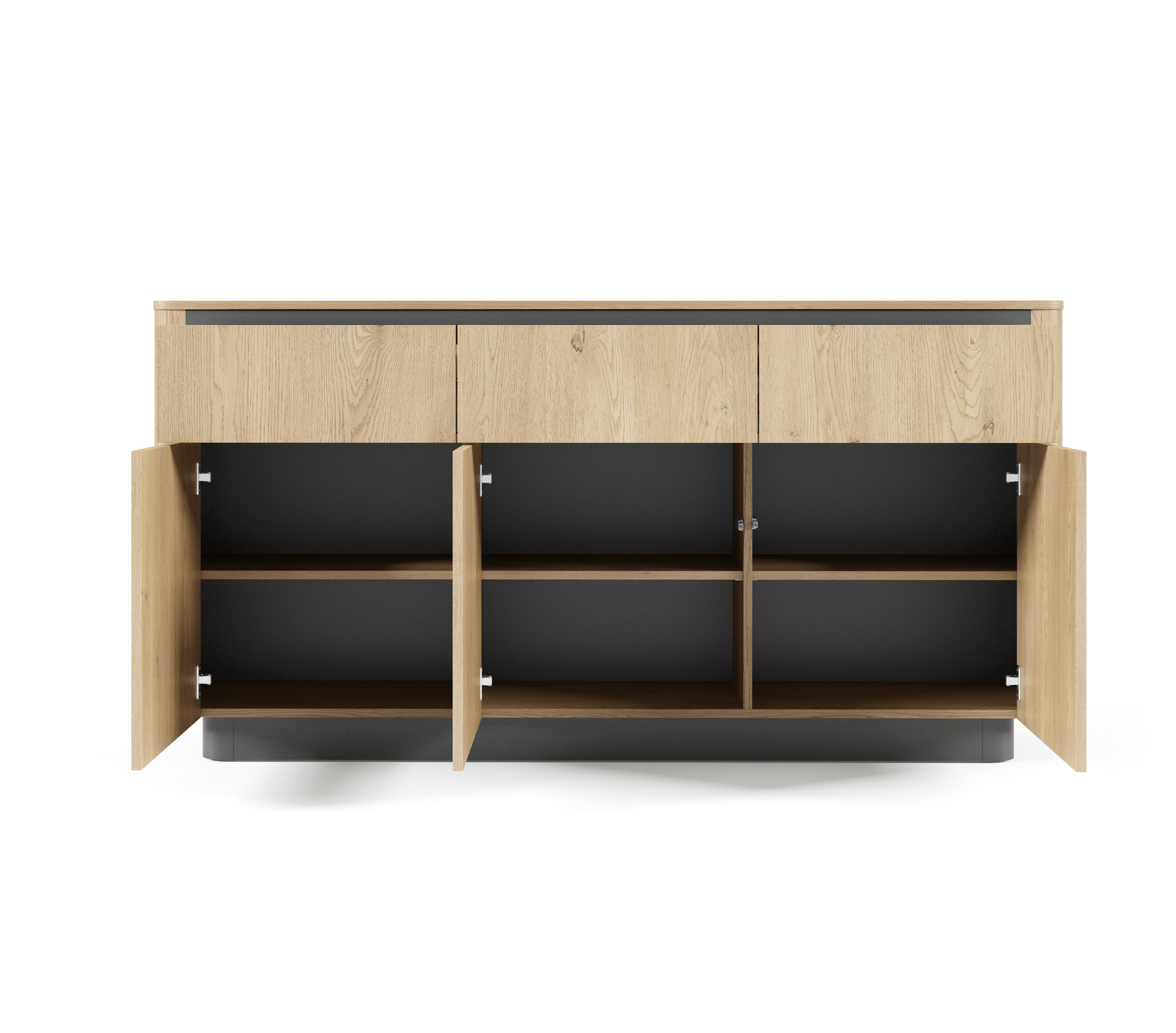 Madia 3 ante 3 cassetti rovere/nero Libra 163x82 cm