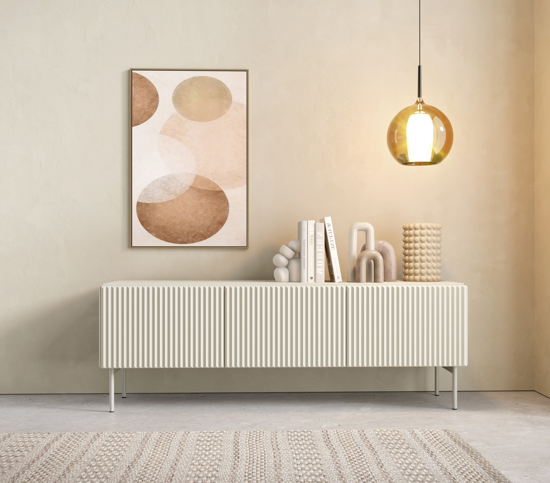 Mobile TV 4 ante con piede in metallo Neva 147x51 cm
