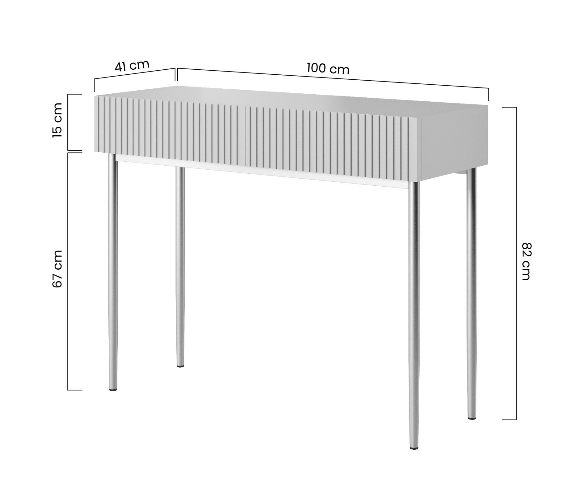 Consolle 2 cassetti con piede in metallo nero Nicole 100x82 cm
