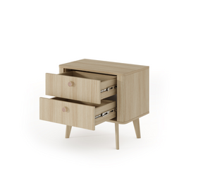Comodino 2 cassetti rovere Arlo 63x57 cm