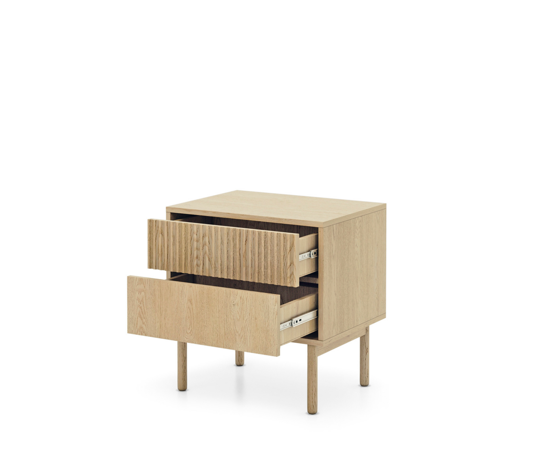 Comodino 2 cassetti con piede in legno Aries 53x55 cm