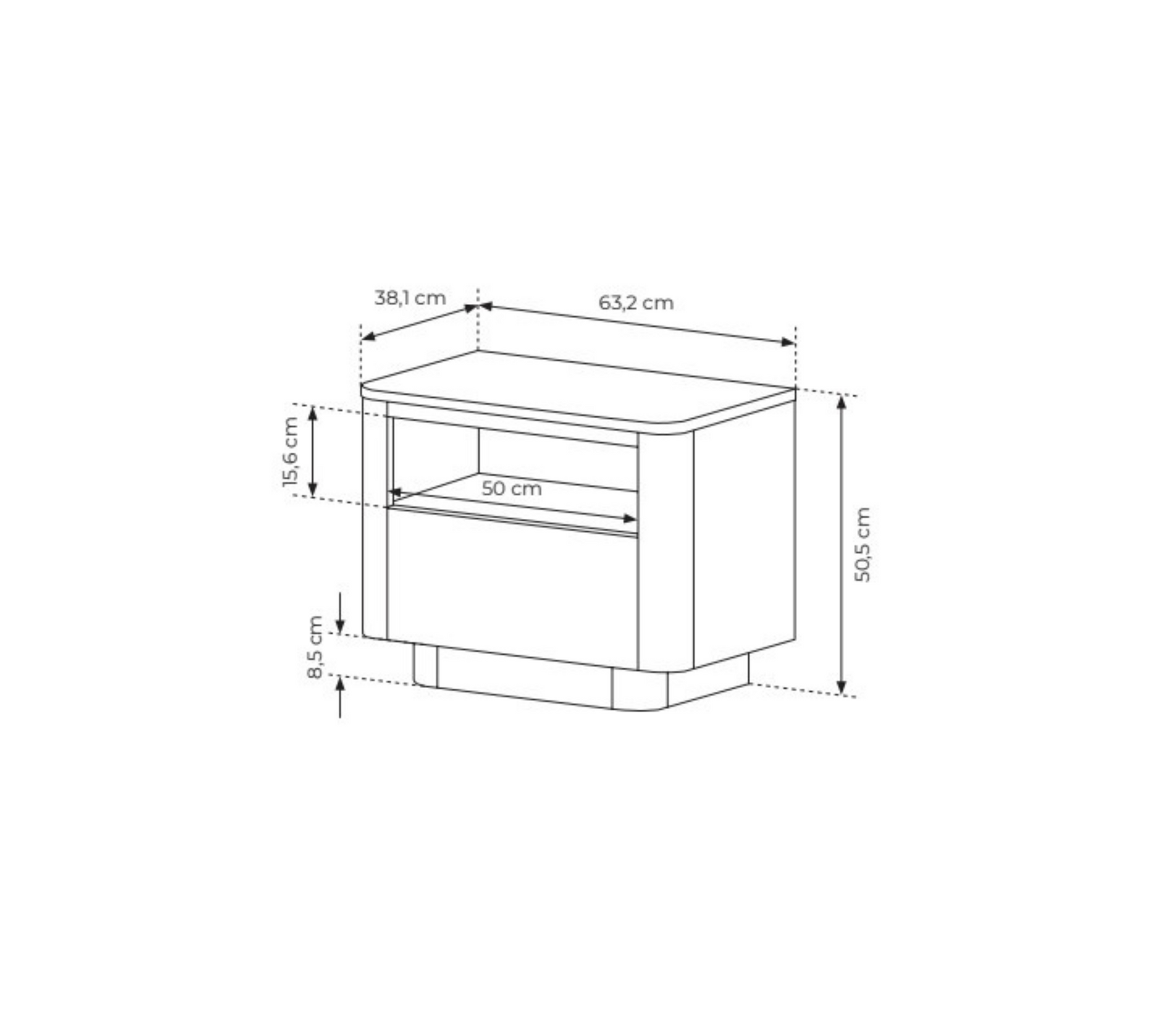 Comodino 1 cassetto rovere/nero Libra 63x50 cm