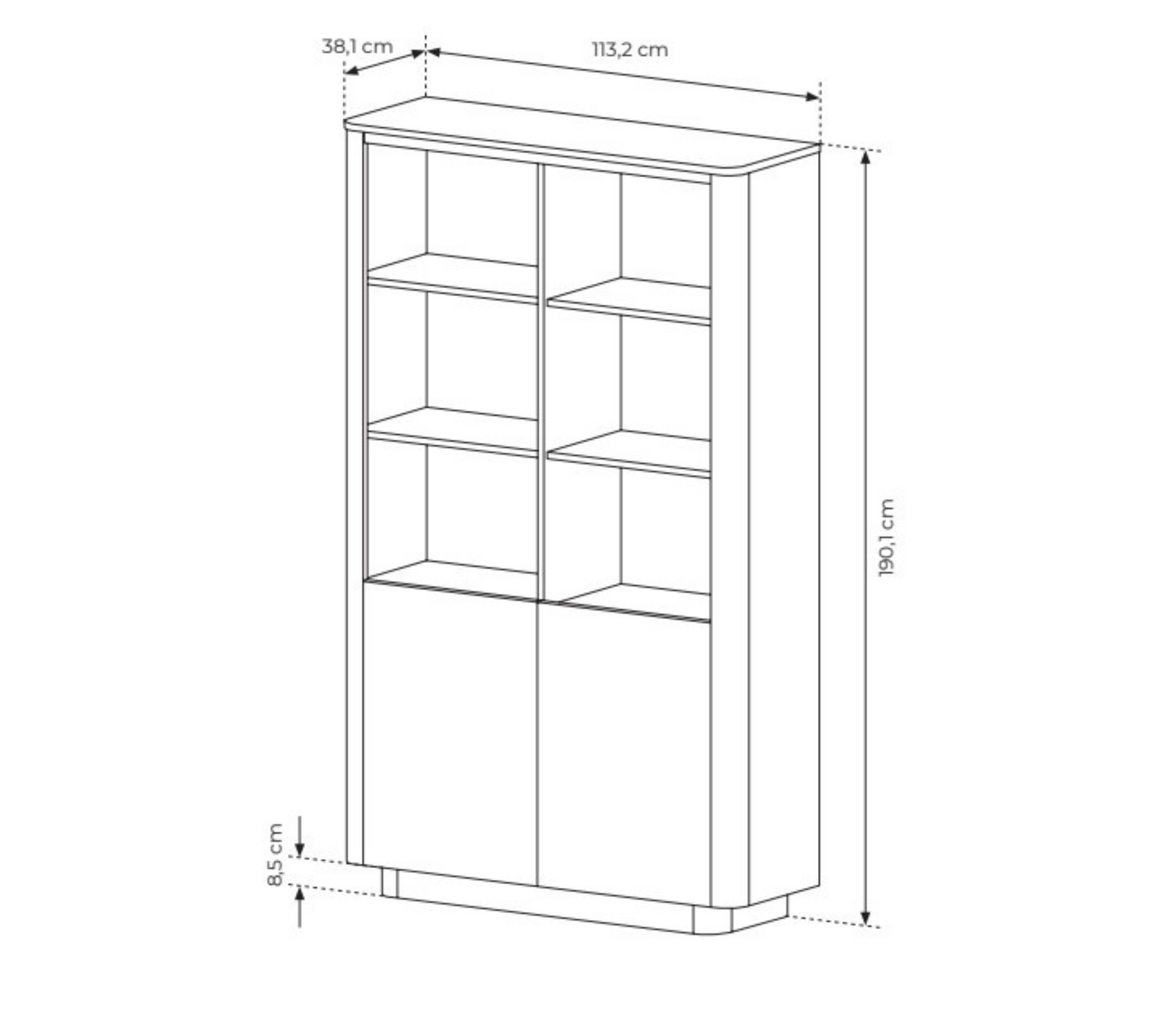 Vetrina 2 ante rovere/nero Libra 113x190 cm