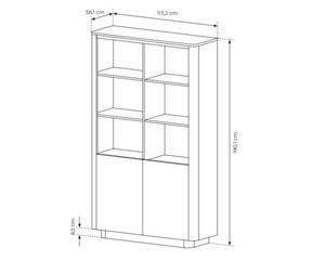 Vetrina 2 ante rovere/nero Libra 113x190 cm