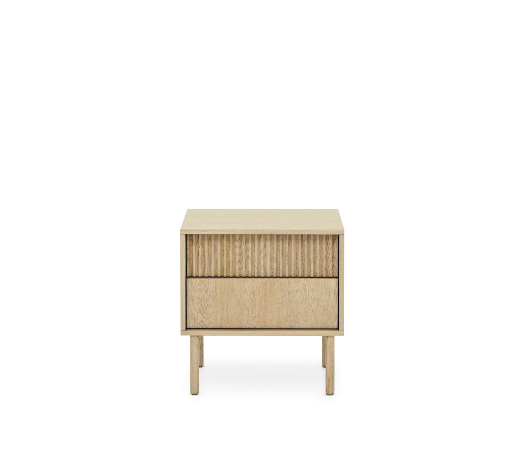 Comodino 2 cassetti con piede in legno Aries 53x55 cm