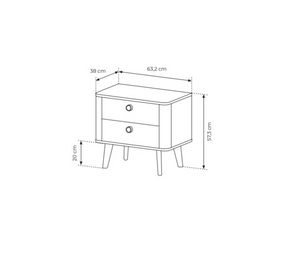 Comodino 2 cassetti rovere Arlo 63x57 cm