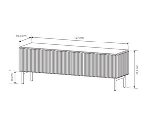Mobile TV 4 ante con piede in metallo Neva 147x51 cm