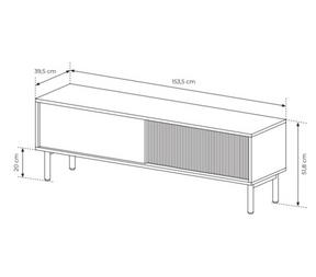 Mobile TV 2 ante con piede in legno Aries 153x51 cm