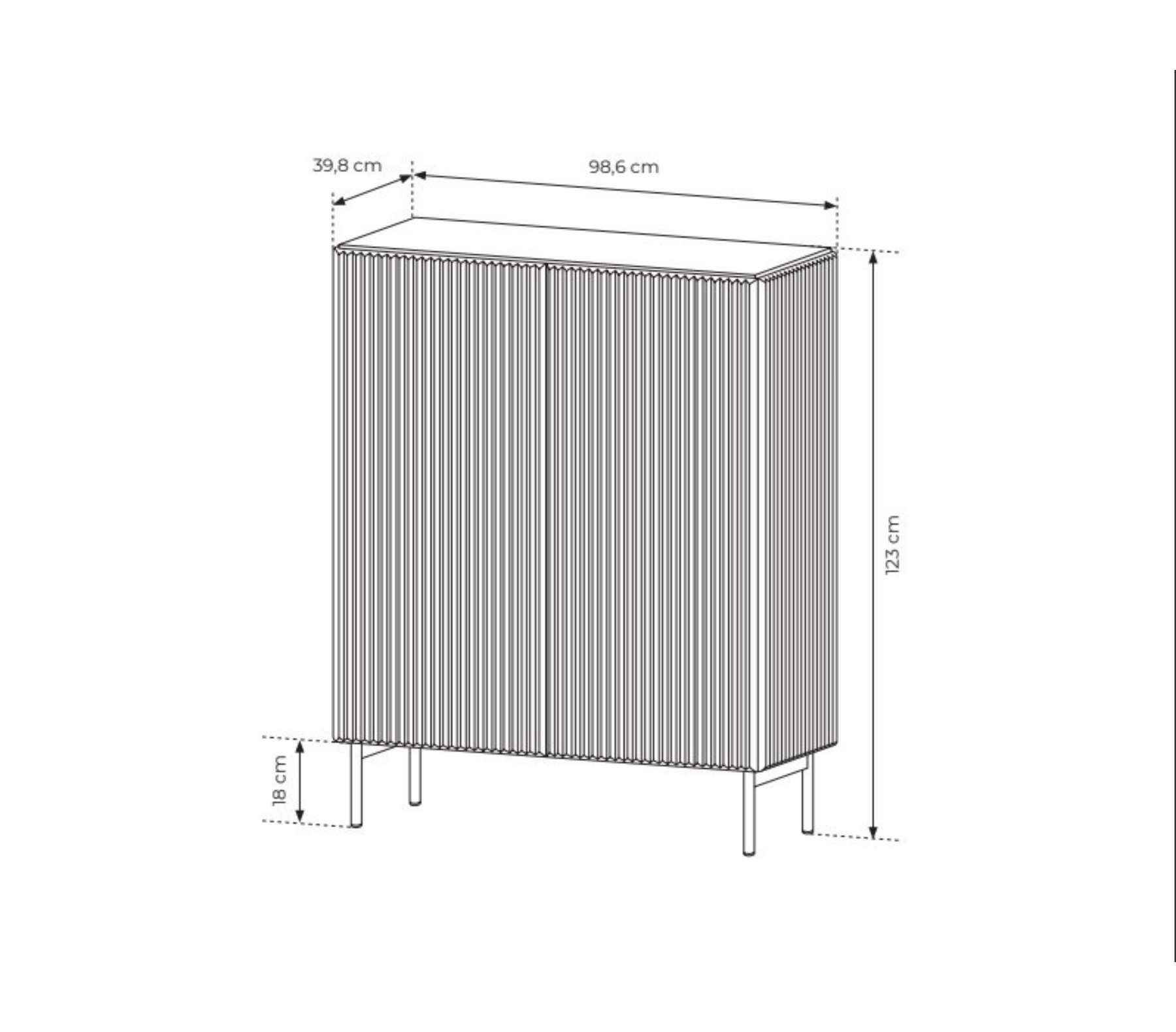 Credenza 2 ante con piede in metallo Neva 98x123 cm