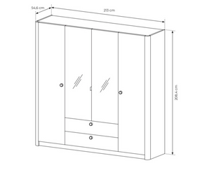 Armadio 4 ante 2 cassetti rovere Arlo 213x208 cm