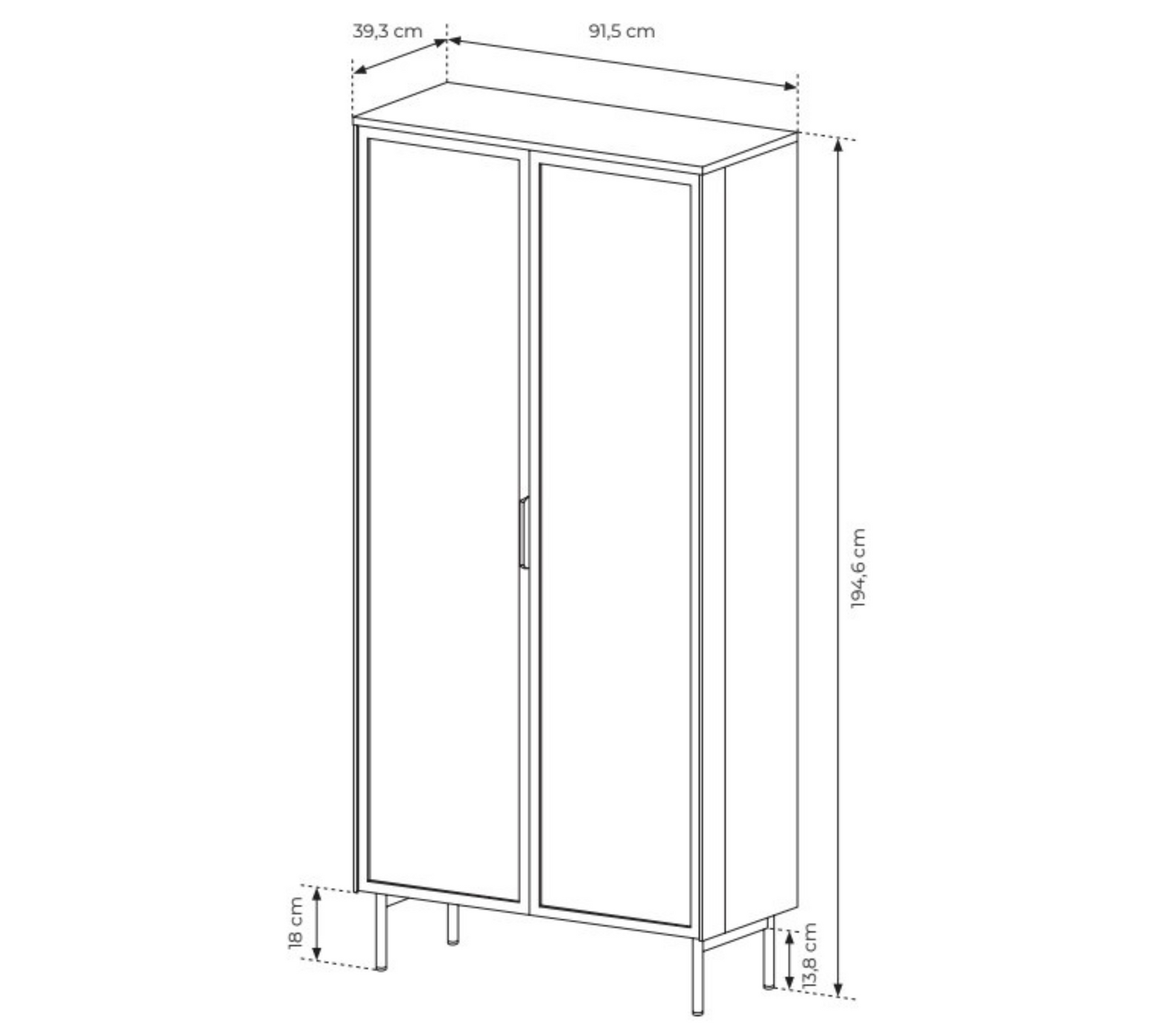 Vetrina 2 ante 2 cassetti Lume 92x194 cm