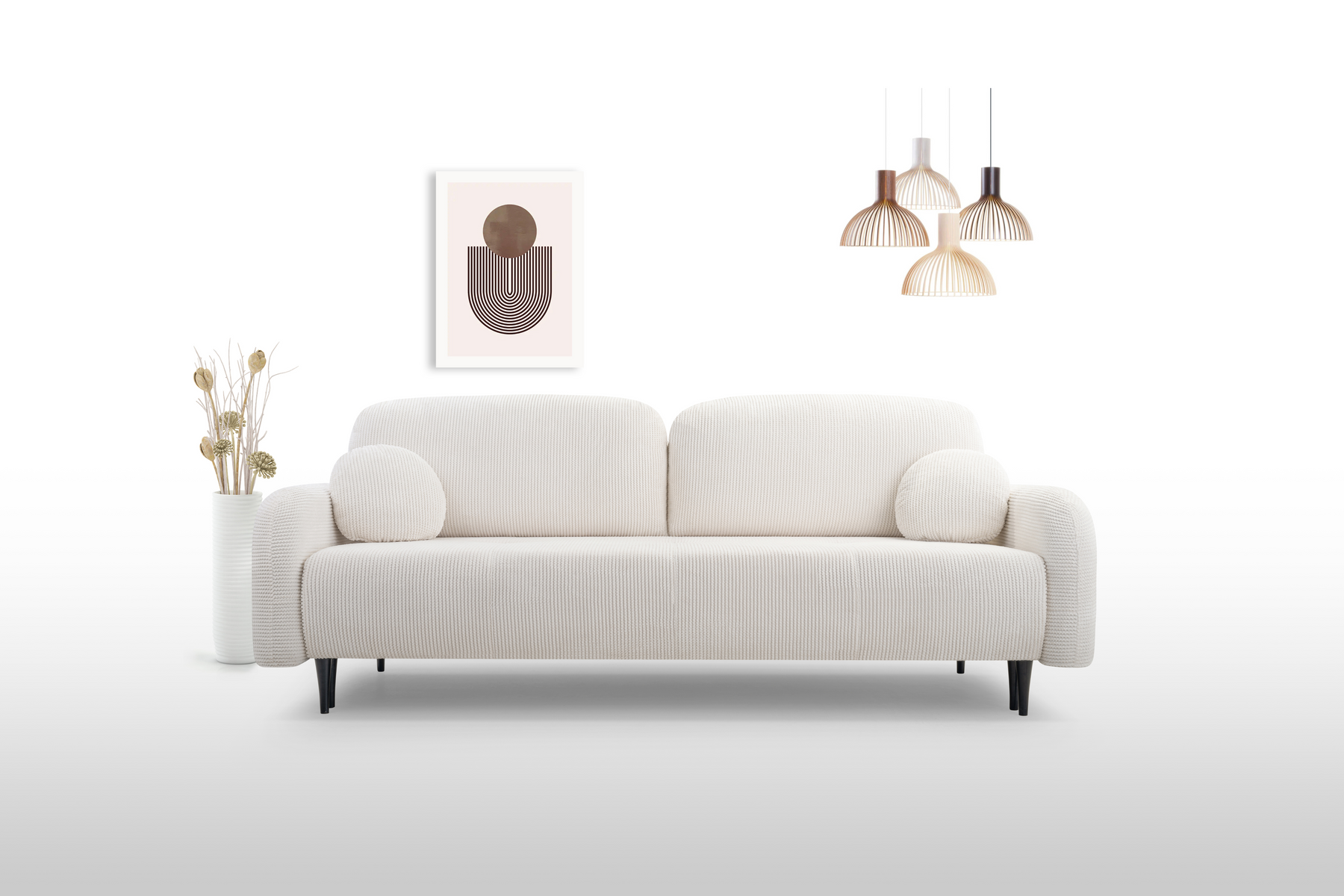 Divano letto in tessuto cannettato Tokyo 230x102 cm