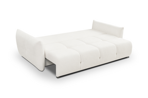 Divano letto in tessuto bouclè bianco Lisbona 245x110/144 cm
